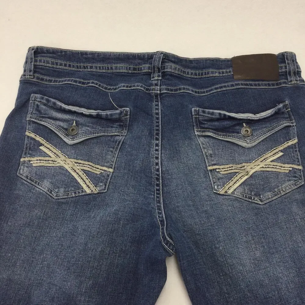 TK Axel Slim Boot Jeans Mens 40x32 Blue Wash Bootcut Denim Stretch Zip Fly